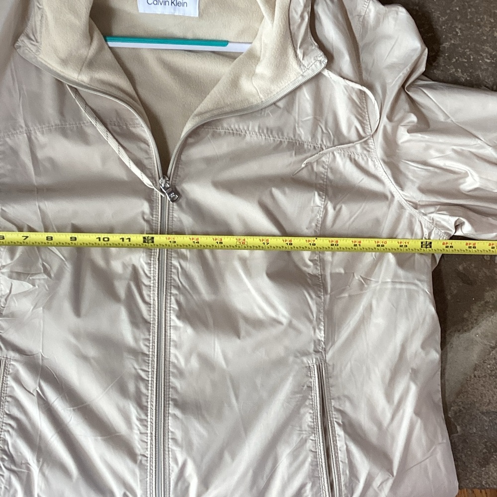 Calvin Klein Light Tan Fleece Lined Hooded Zip Up Jacket - Picture 4 of 5